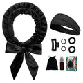 No Heat Curling Headband, 70" Soft Hair Curlers to Sleep In Overnight Curls Headband, No Heat Hair Curler Ribbon Curl Wrap for Long Hair Rollers, 9 PCS Curling Rods Set with Yoga Strap -Black