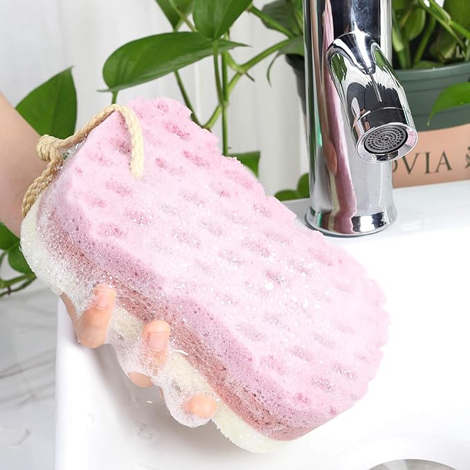 3 Pcs Bath Sponge for Women, Men, Kids, Sponge Loofah Body Scrubber Shower Sponge for Body Wash Bathroom, 3 Colors & Large Size Bathing Sponge Bathing Accessories(Large Size)