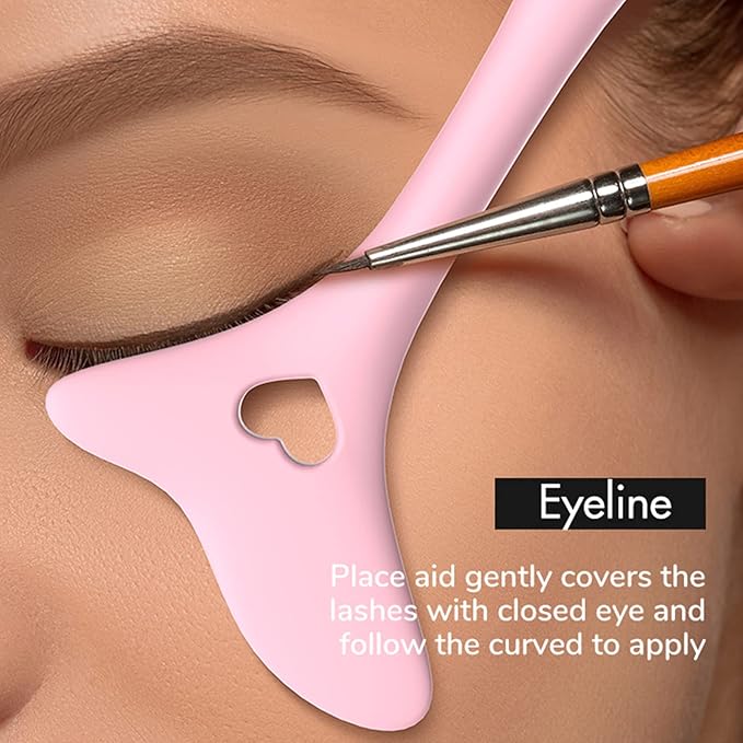 Eyeliner Stencils Wing Tips, Silicone Eyeliner Aid, Lipstick Wearing Aid, Face Cream/Mask Applicator, Easy Makeup Tool, Reusable
