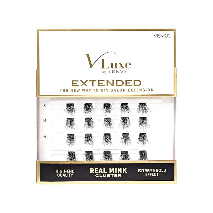 i•ENVY Extended Real Mink Lash Clusters Lashes DIY Salon Lash Extension Apply Underneath Natural Lashes for Perfect Lash Extension Effect, False Eyelashes Reusable