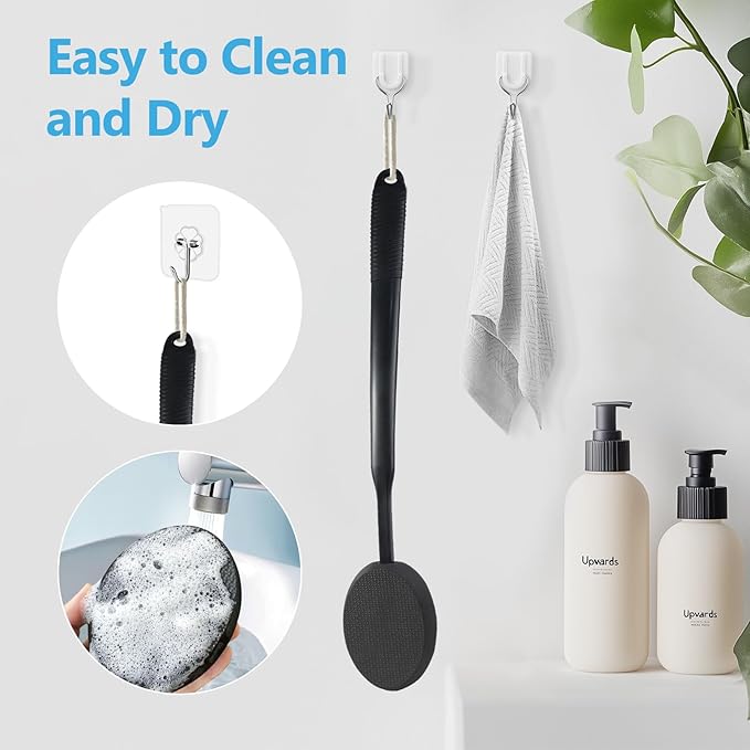 19-Inch Long Handle Lotion Applicator for Back, 3 Washable Pads, Non-Slip Design, Ideal for Sunscreen, Tanning & Moisturizers, Fits Everyone (Black)