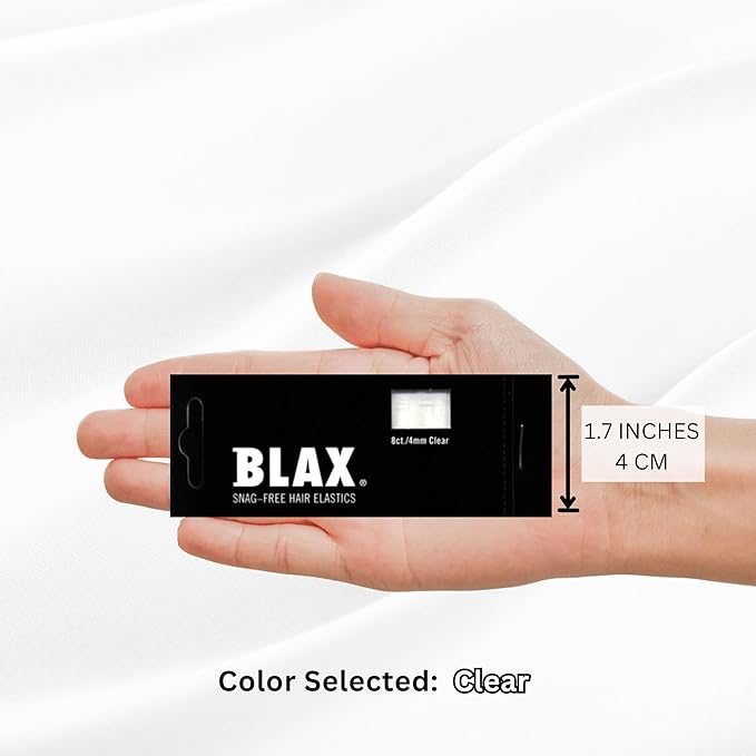 Blax Clear Hair Elastics – Snag-Free Transparent Hair Ties, No-Damage Hair Rubber Bands, 4mm 8 Count (Pack of 2)