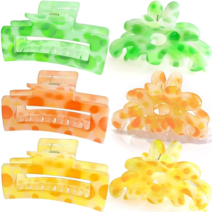 ISCRM Hair Claw Clips for Women Girls,Big Claw Clips for Thick/Thin Hair Claws,Kawaii Cute Hair Clips for Fine Hair Clups Hair Clamp Bulk,Summer Beach Hair Styling Accessories Womens (Neon)