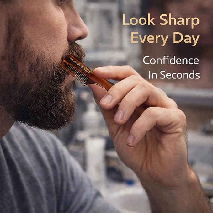 GENTS Mustache and Beard Styling Comb, pocket sized (Tortoise Shell, 3 Pack)