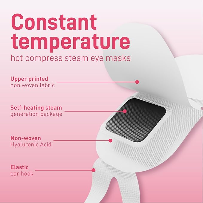 Ditoi Steam Eye Mask, Heated Eye Mask for Dry Eye Relief,Warm Compress with Hyaluronic Acid,Christmas Stocking Stuffers,Travel Essentials & Relaxation Gifts,Rose 10 Packs