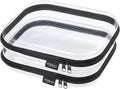 Hard Sided Clear Zipper Case for Storage- Professional-Grade Plastic Clear Zipper Pencil Case,Toy Storage Bins, Toiletry Bags, Travel Organizer（Black,2 Pack, M）