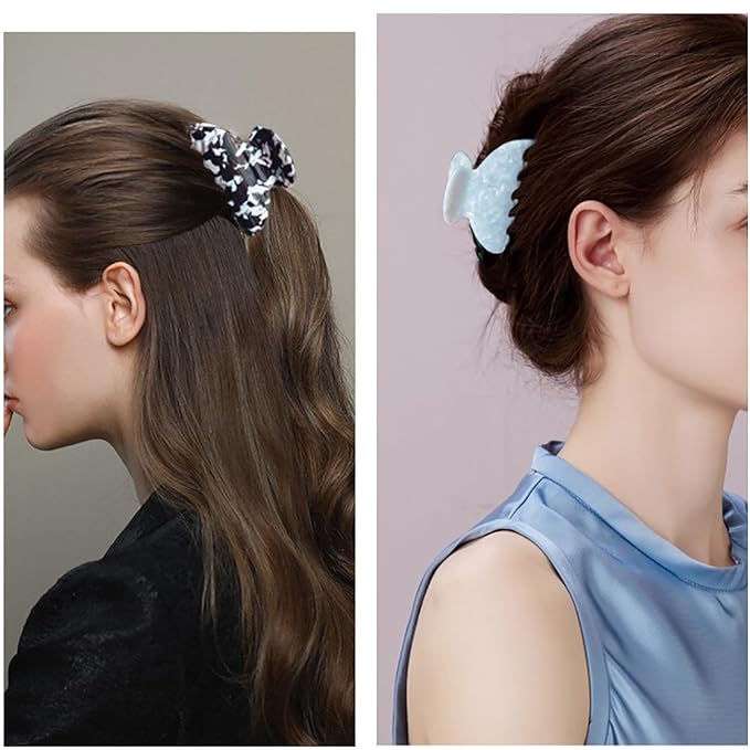 2 Pcs Small Medium Hair Claw Clips for Women Tortoise Shell Claw Hair Clips for Thin Fine Medium Thick Hair