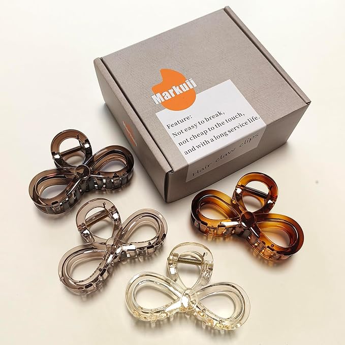 3.9 Inch Hair Claw Clips Large Glossy No Slip Hair Clips for Women Long and Medium to Thick Hair, 4 Pack