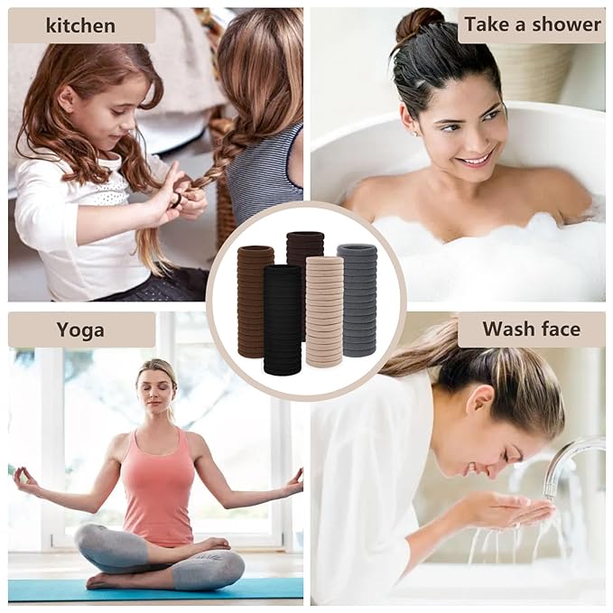 Hair Accessories, 190PCS No-Damage Thick Seamless Hair Elastics in Neutral Colors for Women and Girls