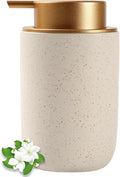 Hand Soap Dispenser for Bathroom Decro, Ceramic Liquid Pump Bottles Refillable Dish Dispenser for Kitchen Farmhouse Colleage Dorm, Matte Beige