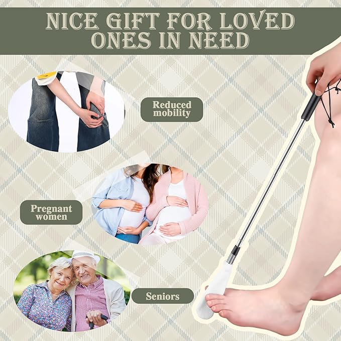 Toe Cleaning Brush Lotion Applicator for Feet with 6 Reusable Drying Covers Foot Cleaner with Telescopic Stainless Steel 16-30 Inch Handle Toe Scrubber for Seniors Elderly Disabled Men Women