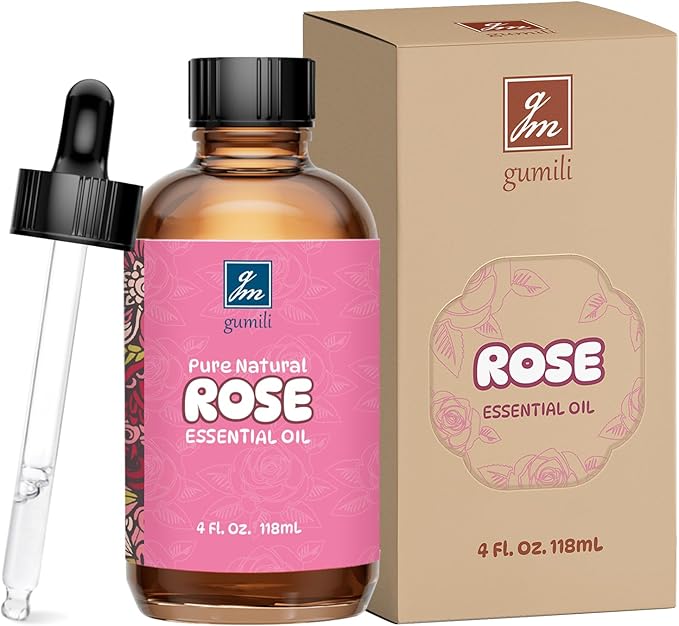 Rose Essential Oil for Face, Hair, Body, Skin, Aromatherapy, Essential Oils Diffuser, DIY Blends - 4 Oz
