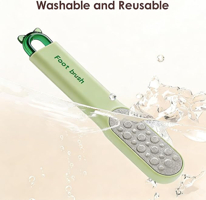 Foot Callus Remover, Foot File Callus Remover for Feet, Double Sided Foot Scrubber with Soft Silicone Brush, Pedicure Tools for Feet Care Dead Skin Calluses (Green)