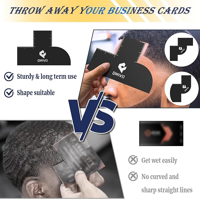 Color Enhancement Barber Card with Measurement indicators, Easy to Clean Hairline Maker for Barber Shape, Reusable Beard Line Up Tool, Color Spray Edge Hair Liner Card (Black-D)