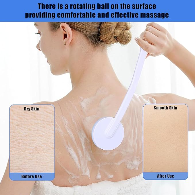 Body Scrubber for Shower, Body Bath Massage,17 in Lengthen Long Handle Body Brush, Massage Can Produce Rich Foam, Long Handle Back Scrubber for Women&Men