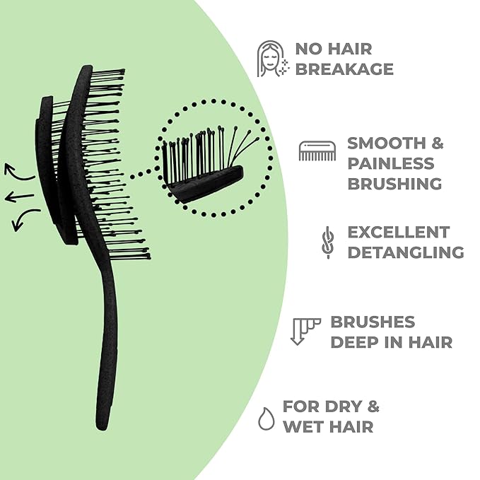 Ninabella Spiral Hairbrush - Detangle Hair Brush - For Brushing Wet or Blow Dry Hair - Detangler Vent Brush - Neon Pink