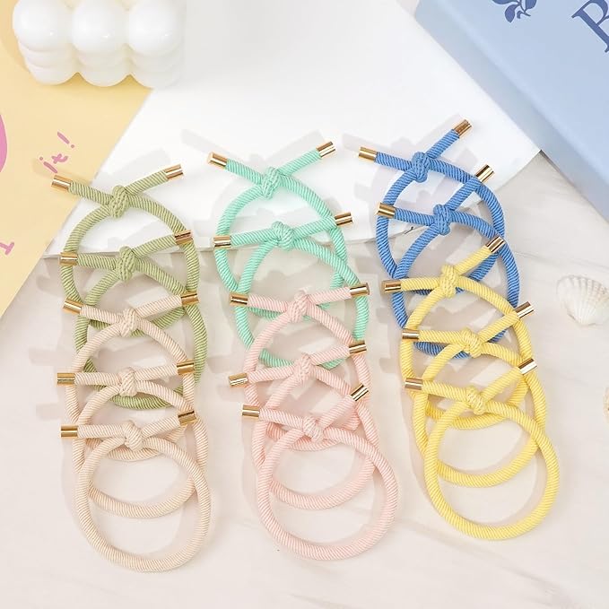 56 PCS Elastics Knotted Hair Ties for Women, Adjustable No Damage Ponytail Holders for Women Girls, 5MM Rubber Bands for Hair, 8 Colors