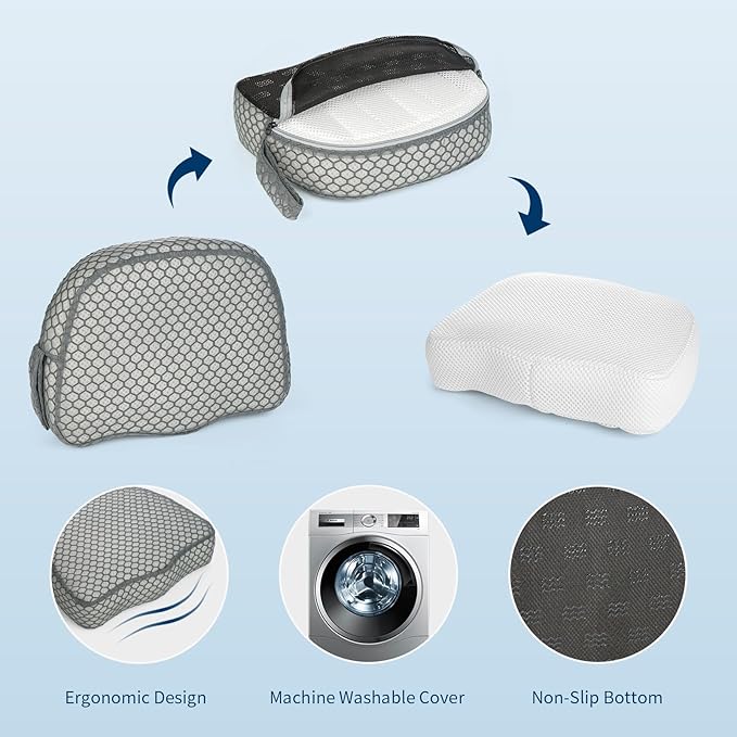 Hot Tub Booster Seat, Weighted SPA Booster Seat Cushion for Adults, 3D Air Mesh Hot Tub Seat Accssories with Non-Slip Micro Dot Bottom,Indoor or Outdoor Quick Dry Hot Tub Pillow (1 Pack-Grey)