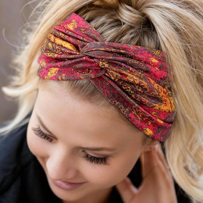 DRESHOW 4 Pack Turban Headbands for Women Wide Vintage Head Wraps Knotted Cute Hair Band Accessories
