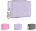 Mini Makeup Bag, Small Glitter Cosmetic Bag for Purse with Ring Buckle, Portable XS Travel Makeup Pouch for Girls Women Daily Use (Purple)
