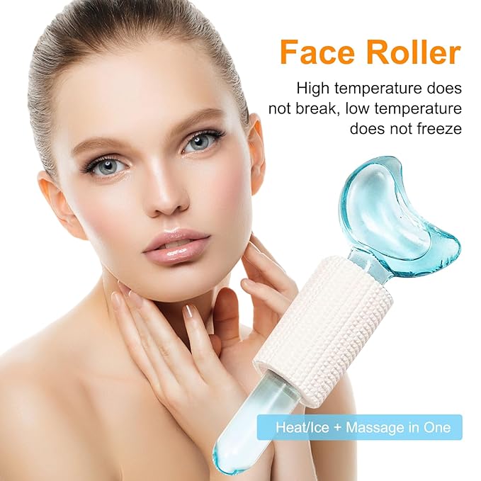 Ice Globes for Facials, Cooling Face Massage Roller with Crescent Glitter Design, Professional Beauty Tool for Salons Home Face Neck Under Eye Care