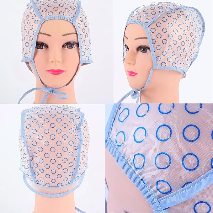 8 Pieces Disposable Hair Highlighting Cap and 4 Hook Needle for Highlighting Dye and Coloring
