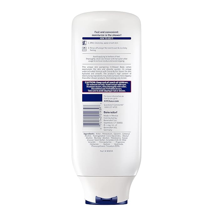 NIVEA Cocoa Butter In Shower Lotion, Body Lotion for Dry Skin, 13.5 Fl Oz Bottle
