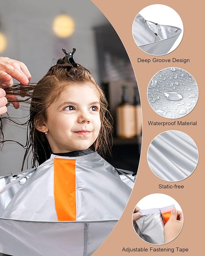 Lictin Hair Cutting Cape - Haircut Cape Umbrella Waterproof Hair Cloak Barber Cape Foldable Hairdressing Umbrella Cape Apron with 1PCS Black Comb