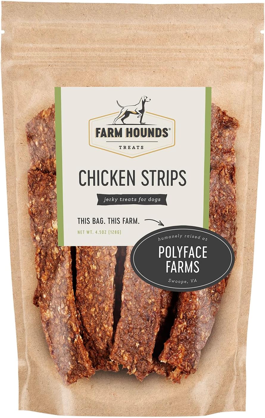 Farm Hounds - Chicken Strips - Premium Natural Jerky for Dogs - Made from 100% Humanely Raised Chicken - Break-to-Size - Great for Training & Treats - No Added Fillers - Made in USA - 4.5 oz - 1 Pack