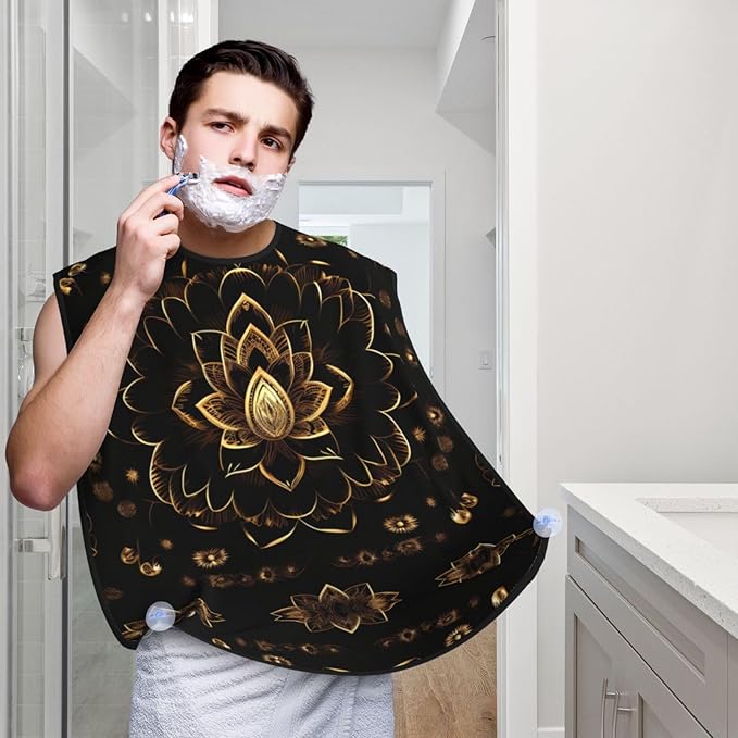 Magic Mushrooms Print Beard Bib Shaving Apron, Beard Hair Trimming Cape Gift For Dad