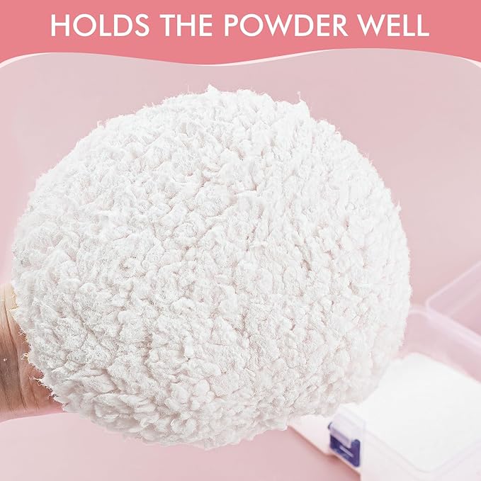WSYUB Powder Puff, 6 Inch Extra-Large Powder Puff for Body Powder, Body Powder Puff, White,Large
