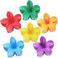 Flower Hair Clips for Women 6 Pcs Hawaiian Large Claw Clips Plumeria Medium Hair Claw Clips for Thick Thin Hair Hibiscus Tropical Beach Hair Accessories for Women Girls and Girls-Dark Color