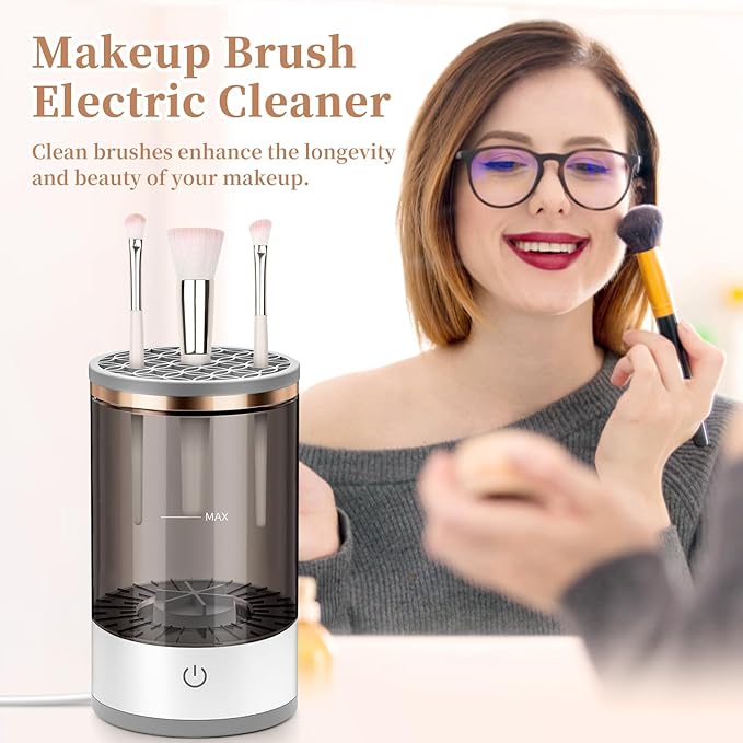 Electric Makeup Brush Cleaner, Quick Efficient Machine for Deep Cleaning All Types of Brushes, Portable Compact Design for Travel Home Use, for Makeup Lovers & Professionals - Pink