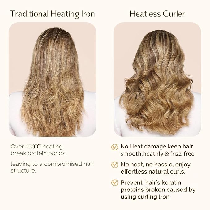 Yanibest Heatless Hair Curler to Sleep in, Overnight Curl Headband for Natural Wavy Curls, No Heat Soft Hair Curler Set with Hair Clip Scrunchies for Styling, No Slip Heatless Curls
