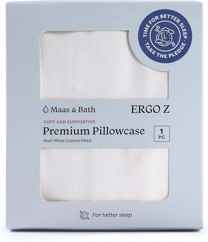 MAAS & BATH Ergo Z Pillowcase - Premium Breathable Pillow Case for Quality Sleep, Made with Machine Washable Non-Peeling Cotton Fabric, Easy-Open Hidden Zipper, Non-Toxic & Odorless