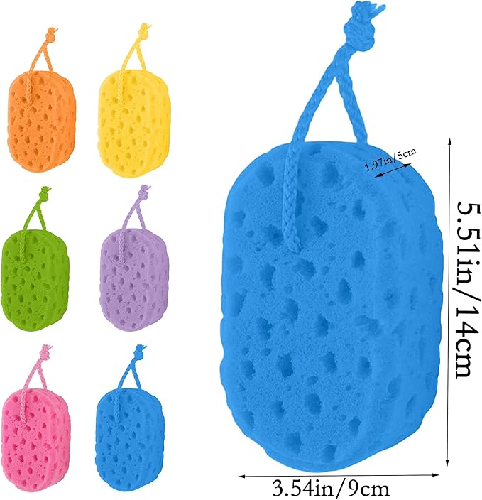 3piece Shower Sponge Set with Colored Honeycomb Pattern (red, Blue, Purple)