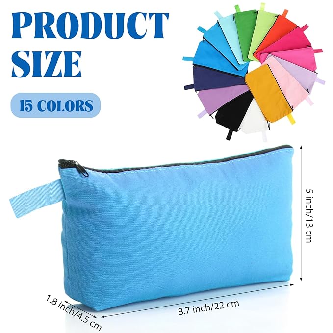 Saintrygo 30 Pcs Canvas Makeup Bags Bulk for Women Cosmetic Bags Small Travel Canvas Zipper Pouch Blank DIY Multipurpose Toiletry Hygiene Pouch for Women Purse Pencil Case(Novel,8.7 x 5 x 1.8 Inch)