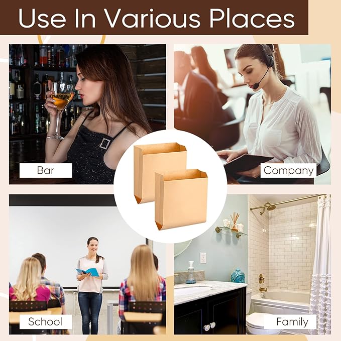 Thenshop 200 Pcs Waxed Kraft Feminine Hygiene Liner Bag, Business Restroom Bathroom Personal Dispensers 7.5 x 10" Waste Receptacle Paper Liners, Sanitary Napkin Disposal Bags, Kraft Bag