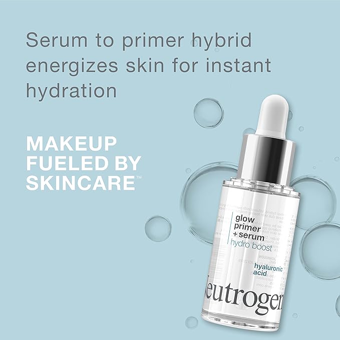 Neutrogena Hydro Boost Glow Booster Primer & Serum, Hydrating & Moisturizing Face Serum-to-Primer Hybrid, Infused with Purified Hyaluronic Acid & Designed to Instantly Hydrate, 1.0 fl. oz (Pack of 2)