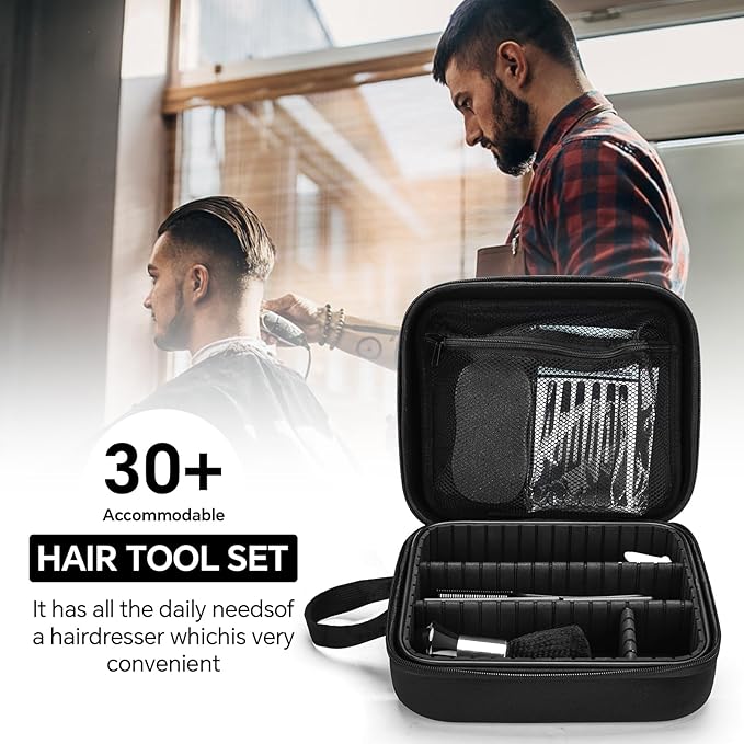 14PCS Hair Cutting Kit with Barber Bag, Haircut Scissors, Barber Cape with Adjustable Neck Size&Neck Duster Brush, Profesional Barber Accessories for Barber/Salon/Home