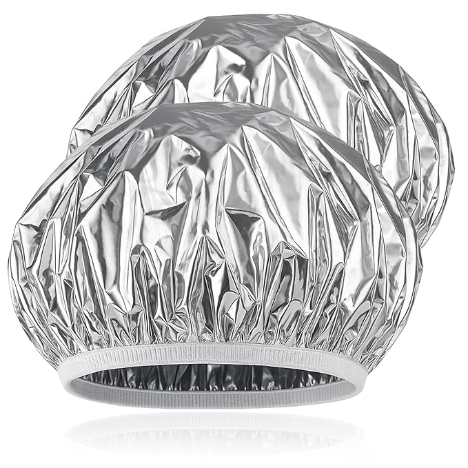 Reusable Aluminum Foil Heat Cap – Deep Conditioning Processing Cap with Elastic Band, Hair Treatment & Coloring Cap for Salon, Sauna & Home