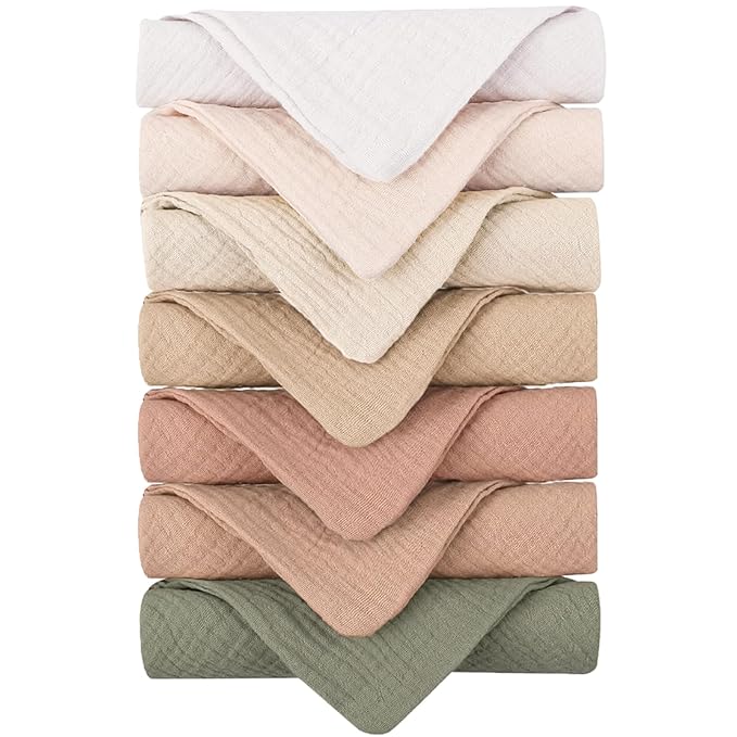 Konssy 7-Pack Soft Cotton Face Wash Cloths, Reusable Absorbent Washcloths for Sensitive Skin, Facial Makeup Remover Towels for Women (11 x 11 Inch)