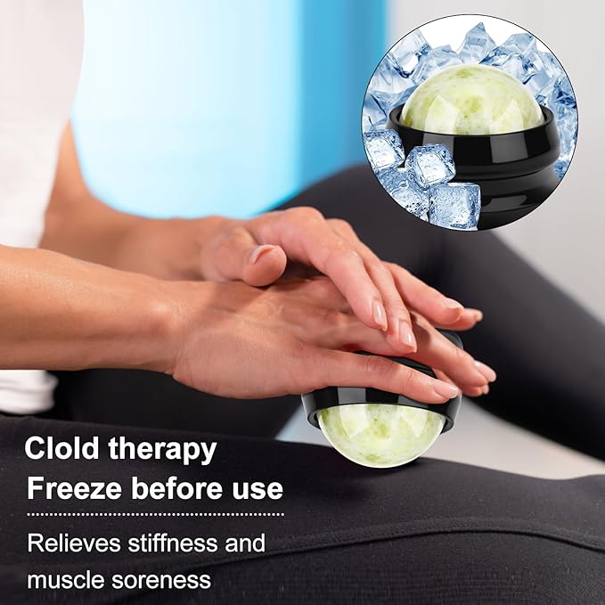ideayard Cold Massage Roller Ball, Massage Stone Tool Jade Ball for Cold & Heat Relief Sore Muscles, Shoulders, Arms, Neck, Back, Feet, Body