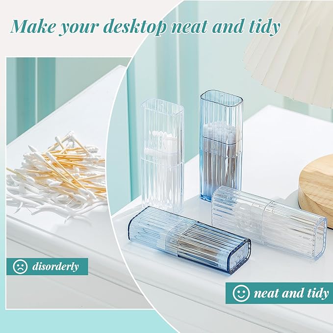 Dandat 8 Pcs Project Storage Case Portable Creative Storage Box Dental Toothpick Holder Floss Travel Case Transparent Flosser Dispenser Container for Teeth Cleaning Cotton Swab(White)