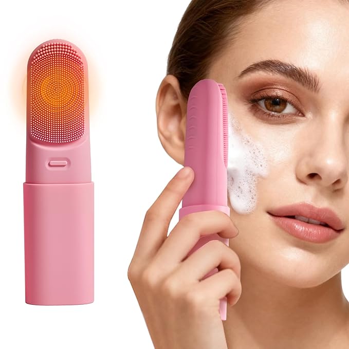 Face Scrubber with Heated,3 Modes Waterproof Rechargeable Portable Travel Size Makeup Remover Cleansing, Exfoliating and Massaging Facial Scrubber for Men &Women