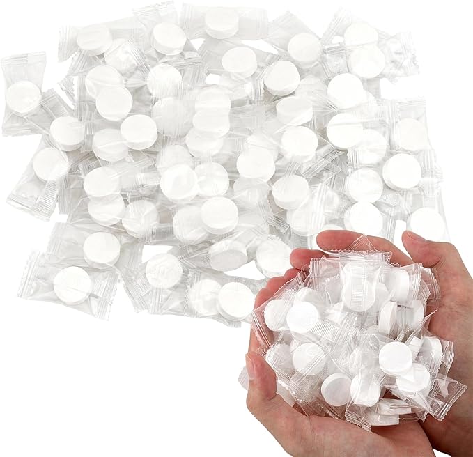100 PCS Compressed Towel, Disposable Compressed Towel Tablets,Individually Packed,Coin-Sized Face Towels for Travel, Camping and Outdoor Sports