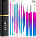 Pimple Popper Tool Kit - Ybaoo 10 Pcs Blackhead Remover Comedone Extractor Kit with Metal Case for Quick and Easy Removal of Blackheads, Zit Removing, Facial and Nose(Colorful)