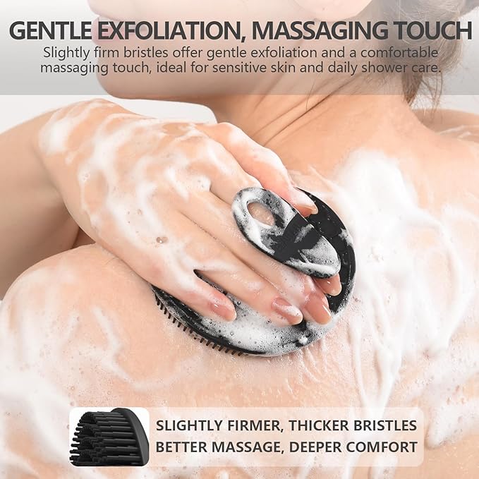 Silicone Body and Face Scrubber Set 5 Pack, BEAUTAIL Shower Bath Scrubber, Gentle Exfoliating Brush for Women Men Sensitive Skin, More Hygienic Than Traditional Loofah, Long Lasting, Black+Blue+Gray