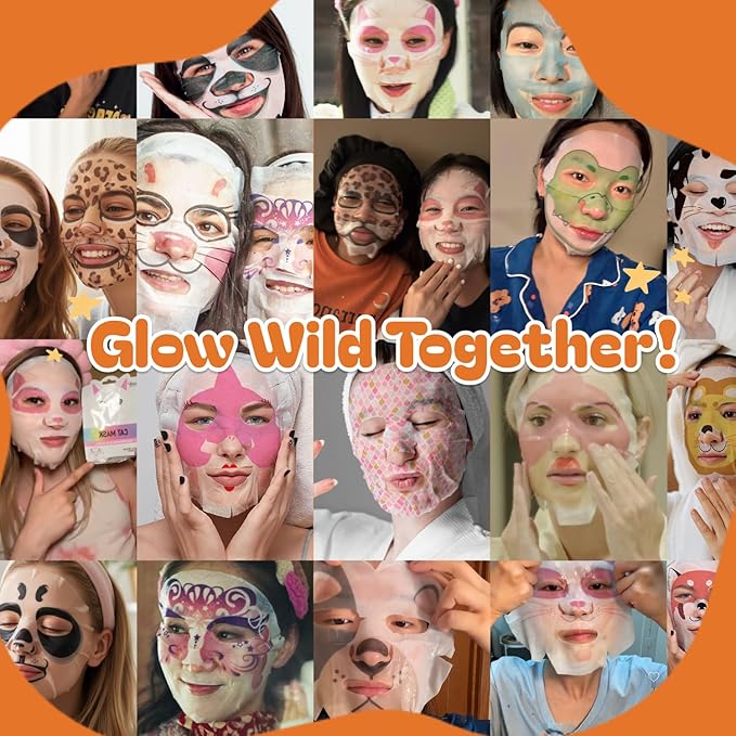 Epielle Character Face Mask Mystical Safari 12 Pack, Fun & Effective Korean Skin Care, Spa Party Favors, Easter Basket Stuffers, Birthday Gifts for Women, Self Care Gifts