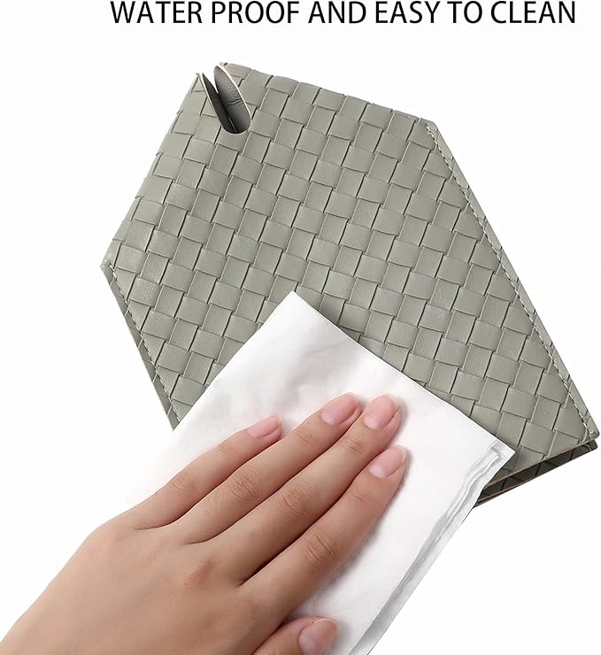 Tissue Box Cover PU Leather Tissue Holder Square Facial Tissue Case Facial Paper Organizer Dispenser for Bathroom, Vanity Countertop, Tabletop, Car, Evergreen